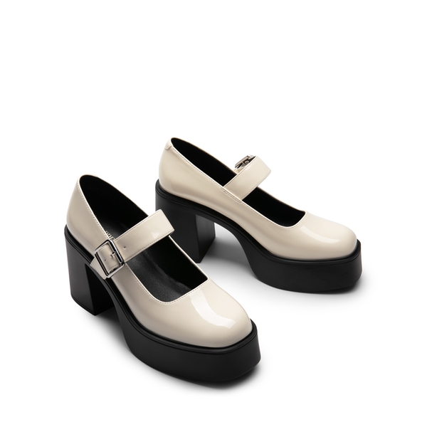 Platform Mary Jane Pumps - BEIGE - 5